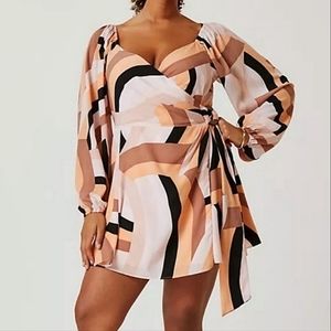 Anthropologie Hutch Geometric Women's Mini Wrap Dress SIZE: M